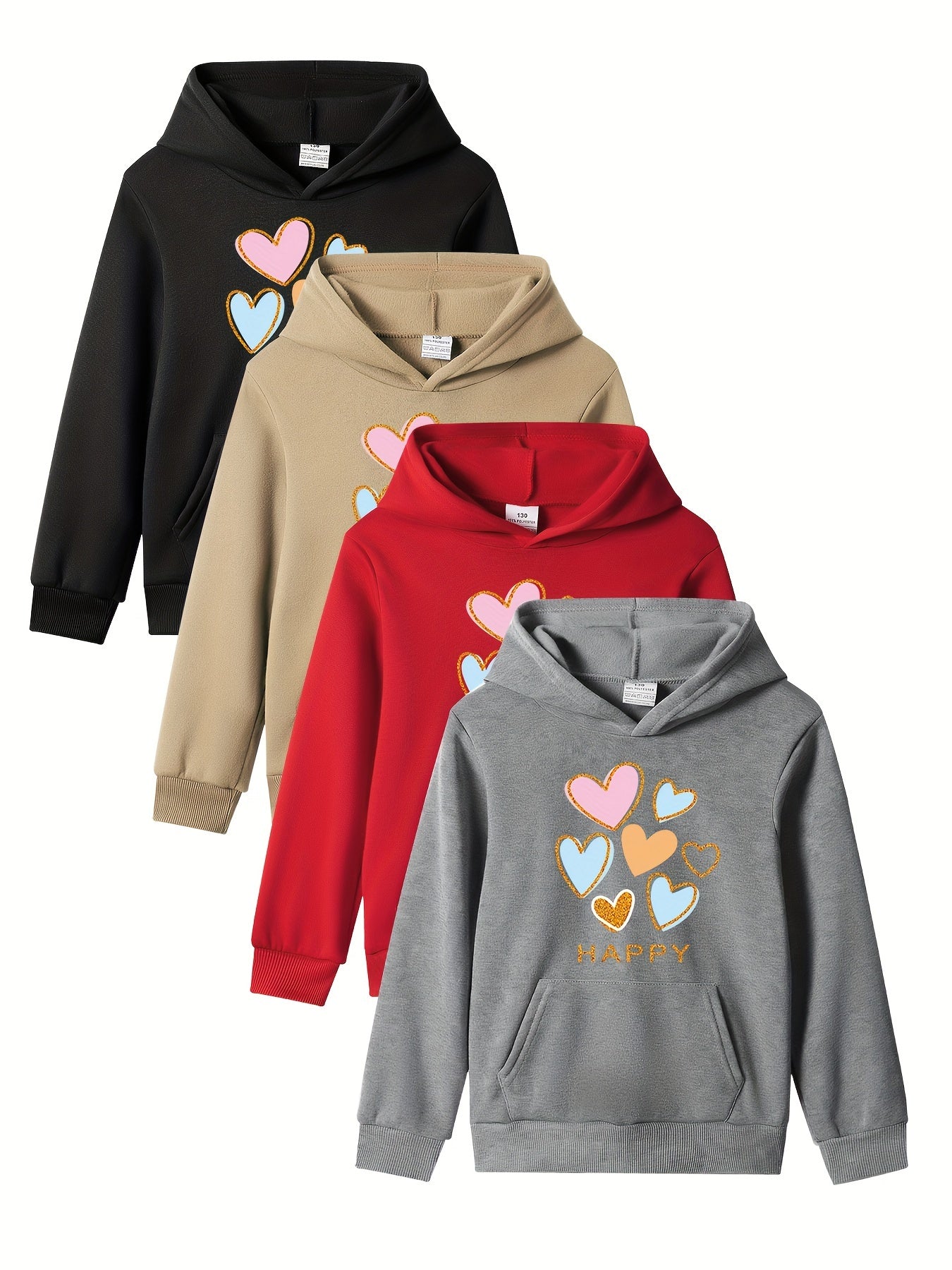 Heart Print Girls' Hoodie