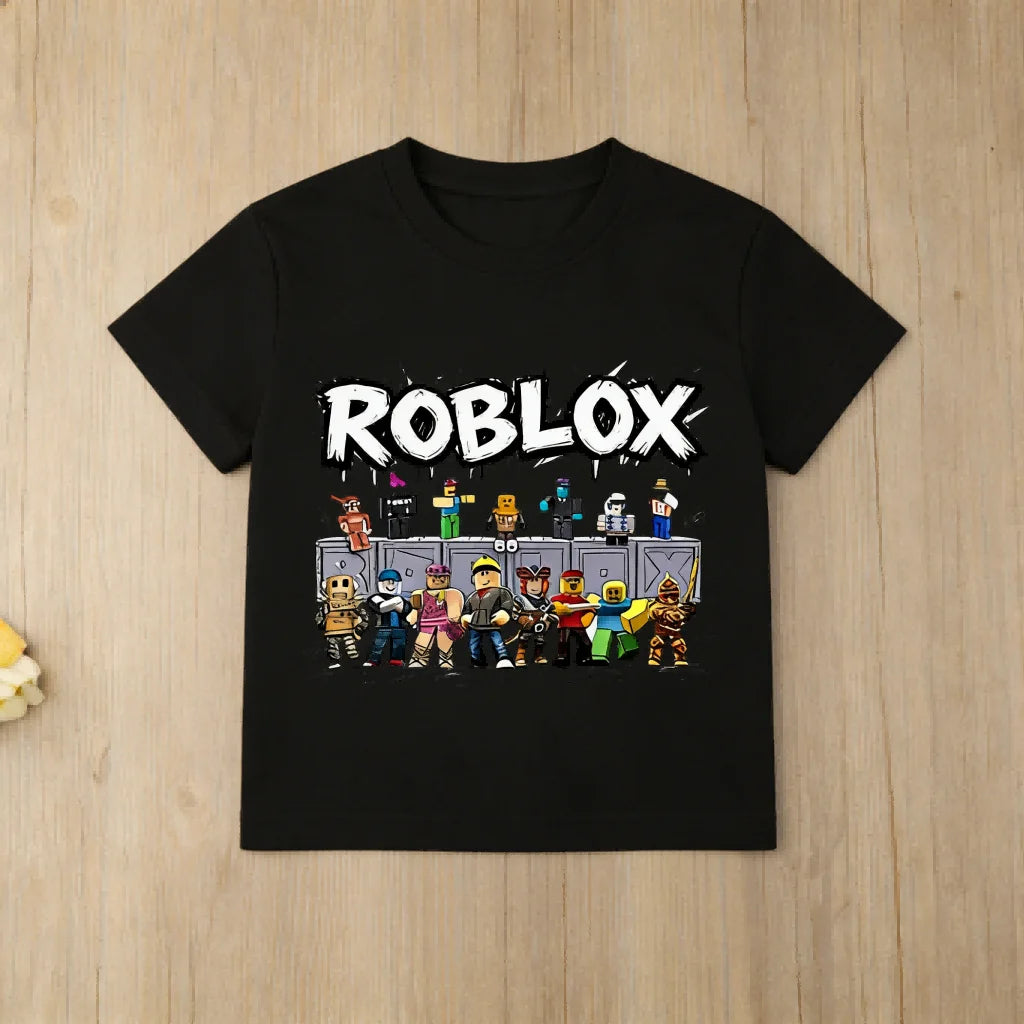 New Roblox Character Kids T-Shirt Boys Girls Short Sleeve Cotton Top Casual Game Fans Tee for Summer Daily Outfit Birthday Gift