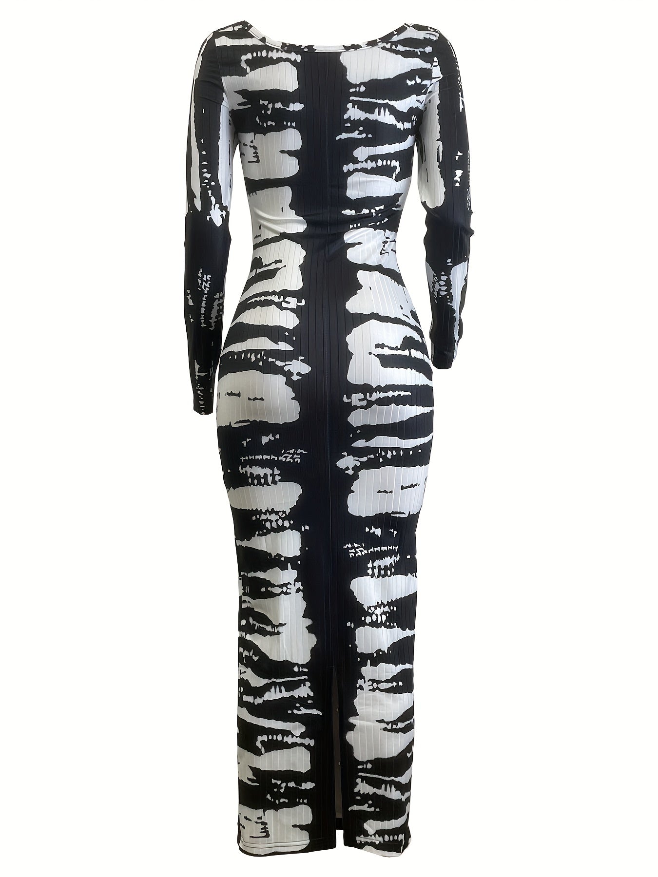 Women's Sexy Tie-Dye Jumpsuit Dress - Long Sleeve Wrap Around Skirt with U-Neck & Square Collar, Slim-Fit Midi Length, Black/White/Gray/Beige/Blue/Red/ Brown/ - All-Season Elegant party, office, everyday dress - Hand Wash or