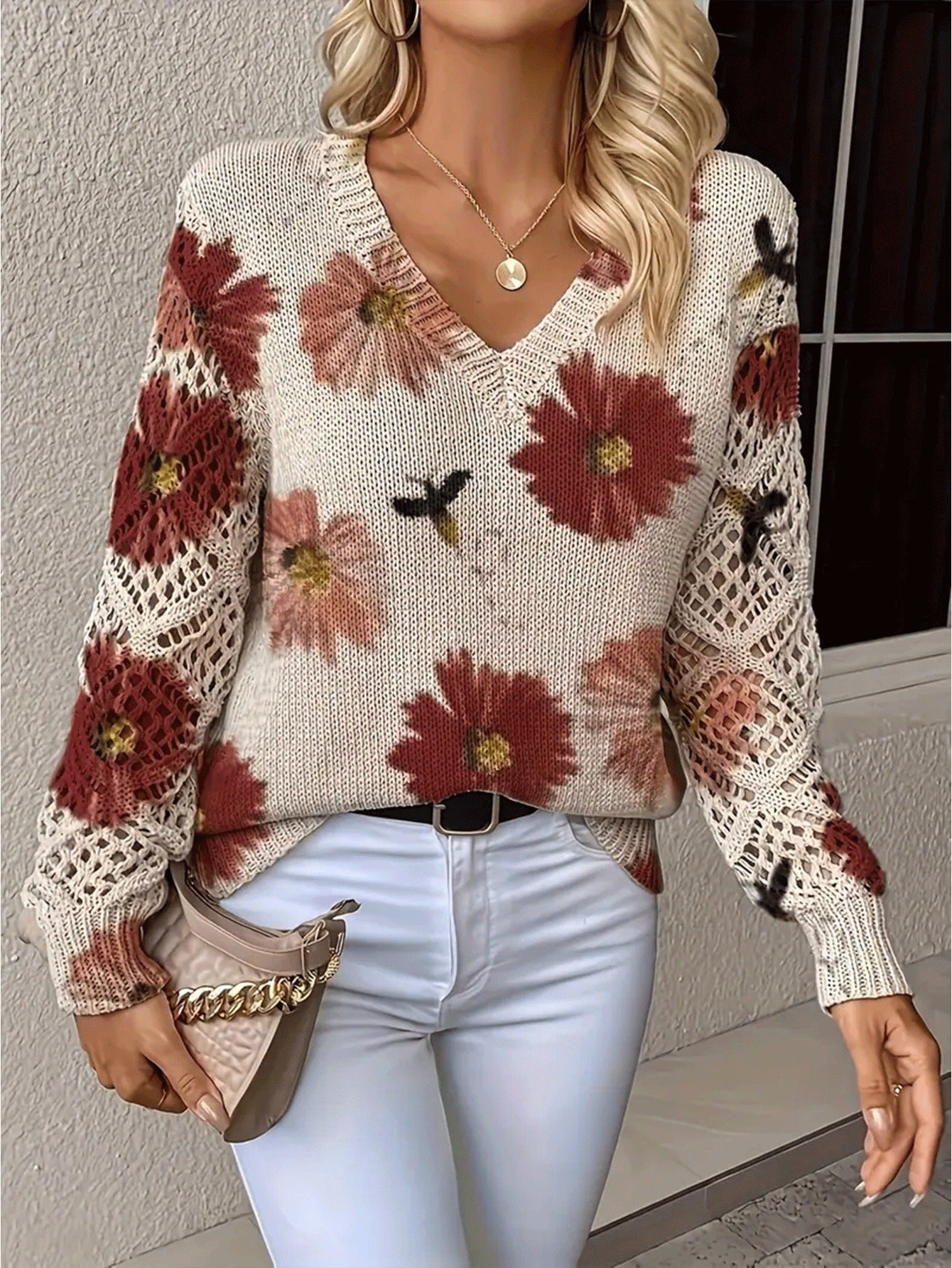 Women V-Neck Sweater