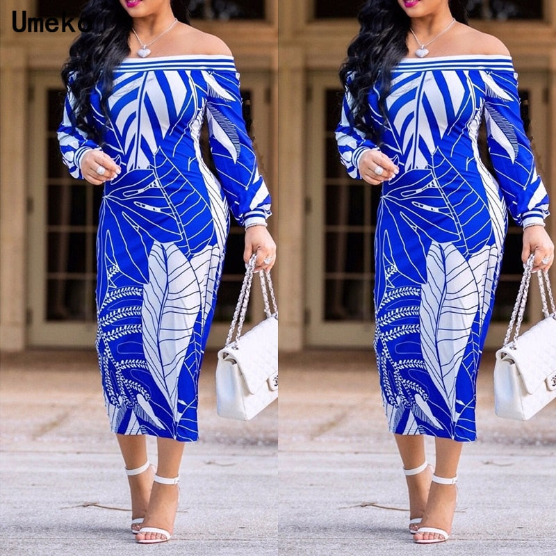 Umeko new off shoulder leaf midi dress - keikeishopping