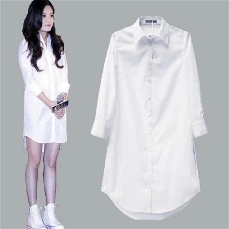 Women Blouse Shirt Long Sleeve White - keikeishopping
