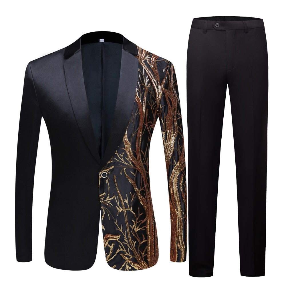 Men's black Sequin Party Blazer Slim Fit - keikeishopping