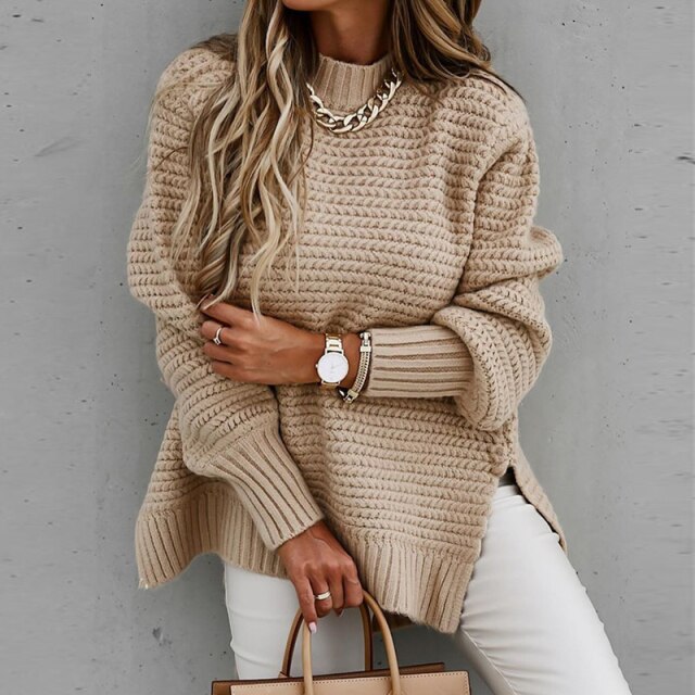 Winter Solid Clothes Turtleneck Women 2021 Loose Korean Fashion Oversized Pullover Elegant Knitted Sweater Pullovers Fashion