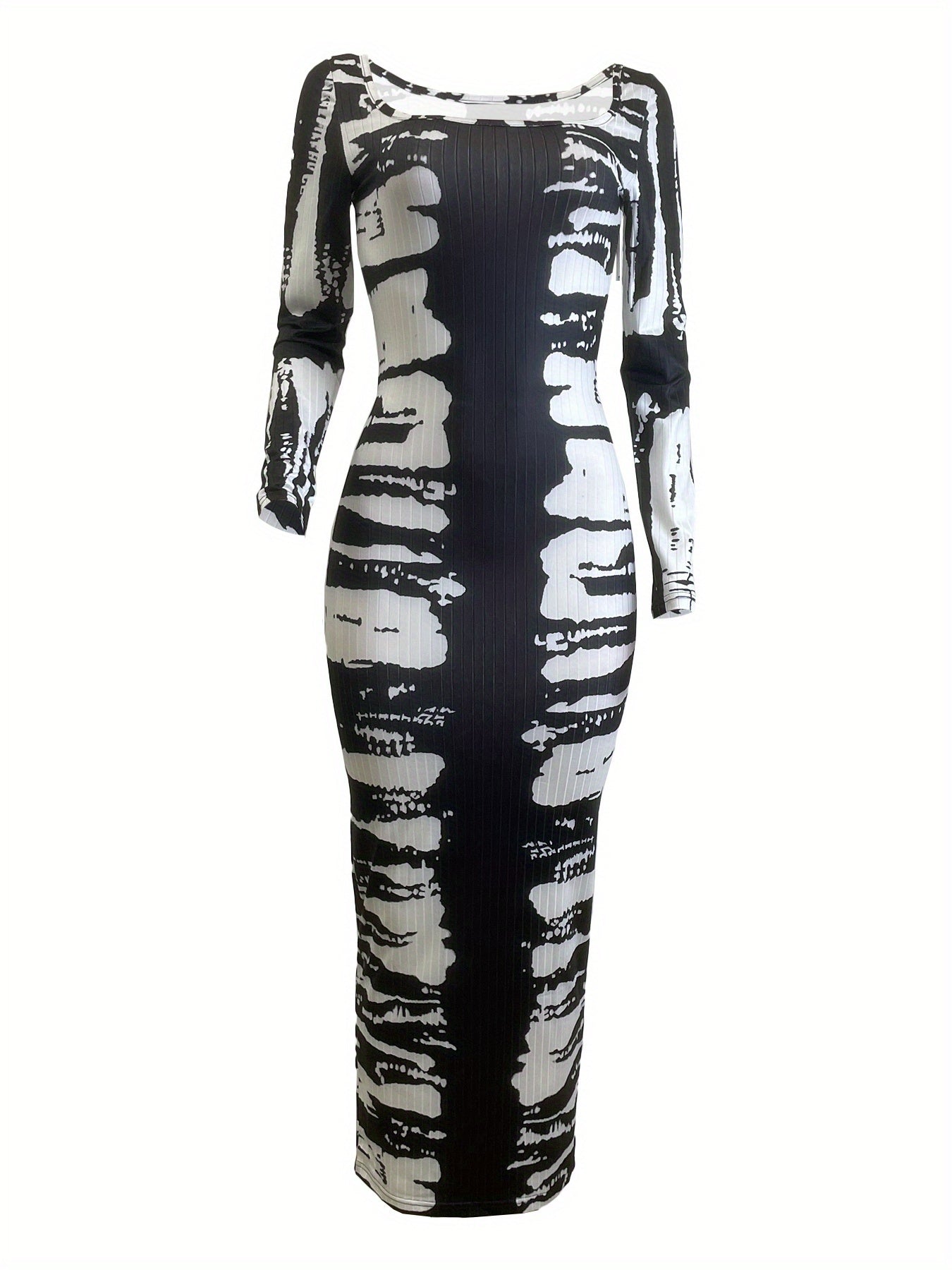Women's Sexy Tie-Dye Jumpsuit Dress - Long Sleeve Wrap Around Skirt with U-Neck & Square Collar, Slim-Fit Midi Length, Black/White/Gray/Beige/Blue/Red/ Brown/ - All-Season Elegant party, office, everyday dress - Hand Wash or