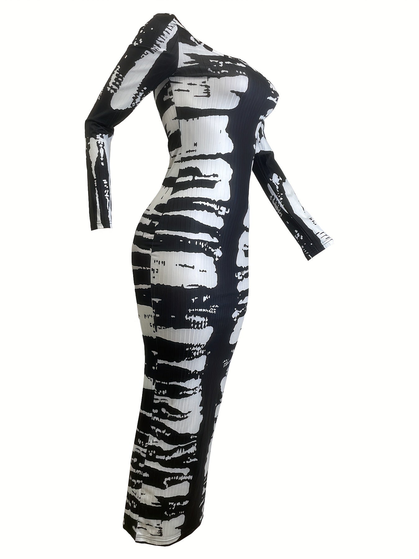Women's Sexy Tie-Dye Jumpsuit Dress - Long Sleeve Wrap Around Skirt with U-Neck & Square Collar, Slim-Fit Midi Length, Black/White/Gray/Beige/Blue/Red/ Brown/ - All-Season Elegant party, office, everyday dress - Hand Wash or