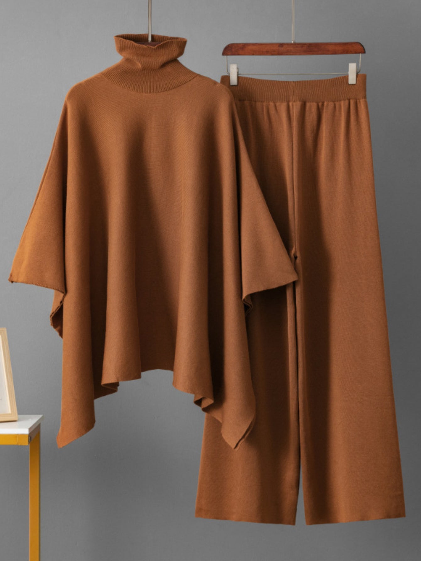 Autumn and winter Women's shawl coat with wide-leg pants two-piece high-end light luxury fashion socialite suit for women, Autumn Outfit, Formal Occasion Wear, Elegant Suit, Sophisticated Look, Comfortable Fit, Durable Constr