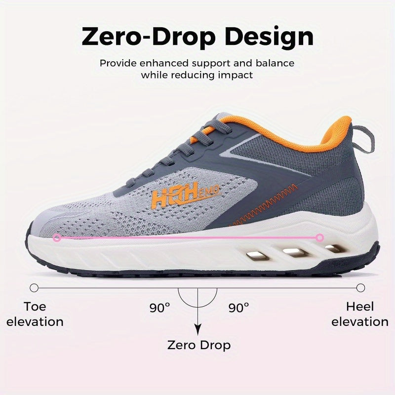 Women's Wide-Width Supportive TPU Gel Cushioning Tennis Running Shoes - Lightweight Zero-Drop All-Weather Gym Shoes with Arch & Stability Technology, Black/White/Gray/Gray & Black Color Options for Walking, Fitness, Sports -