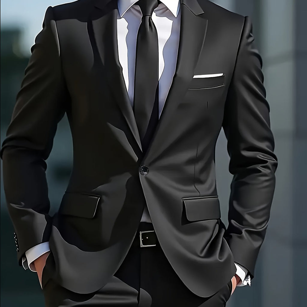 Men's Casual Business Suit Jacket | Professional, Solid Color, Regular Fit, All-Season Wear, Modern Suit Plus Size, PLUS SIZE