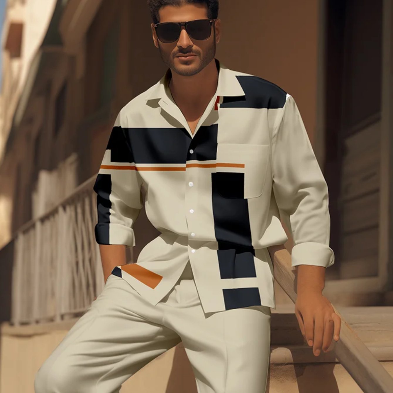 2pcs Men's Luxury Soft Fabric Suit Set - European & American Style All-Season Tuxedo-like or Semi-Formal Outfit with Collar & White/Black/Gray/Beige Tones - Machine Washable - Ideal Christmas/Halloween Gift (Casual & Formal E