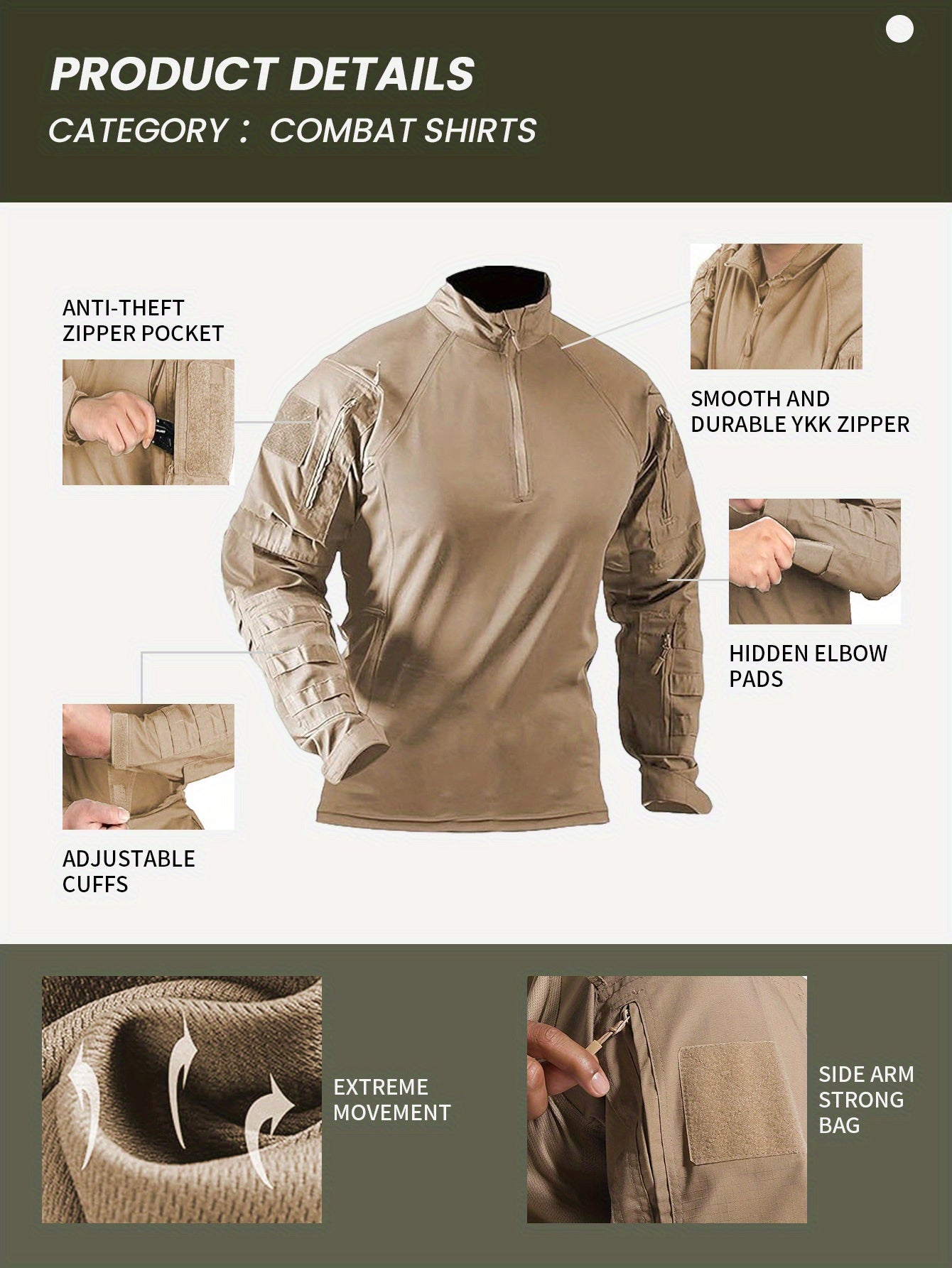 Men'S Tactical Clothing Long Sleeve Ripstop High Quality Clothing Combat Shirt and Pants Elbow Knee Pads with Zippered Compartments, Loose Fit All Season Hiking and Street Clothing - Machine Washable, No Strap Waist Belt, Tac