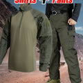 Men'S Tactical Clothing Long Sleeve Ripstop High Quality Clothing Combat Shirt and Pants Elbow Knee Pads with Zippered Compartments, Loose Fit All Season Hiking and Street Clothing - Machine Washable, No Strap Waist Belt, Tac
