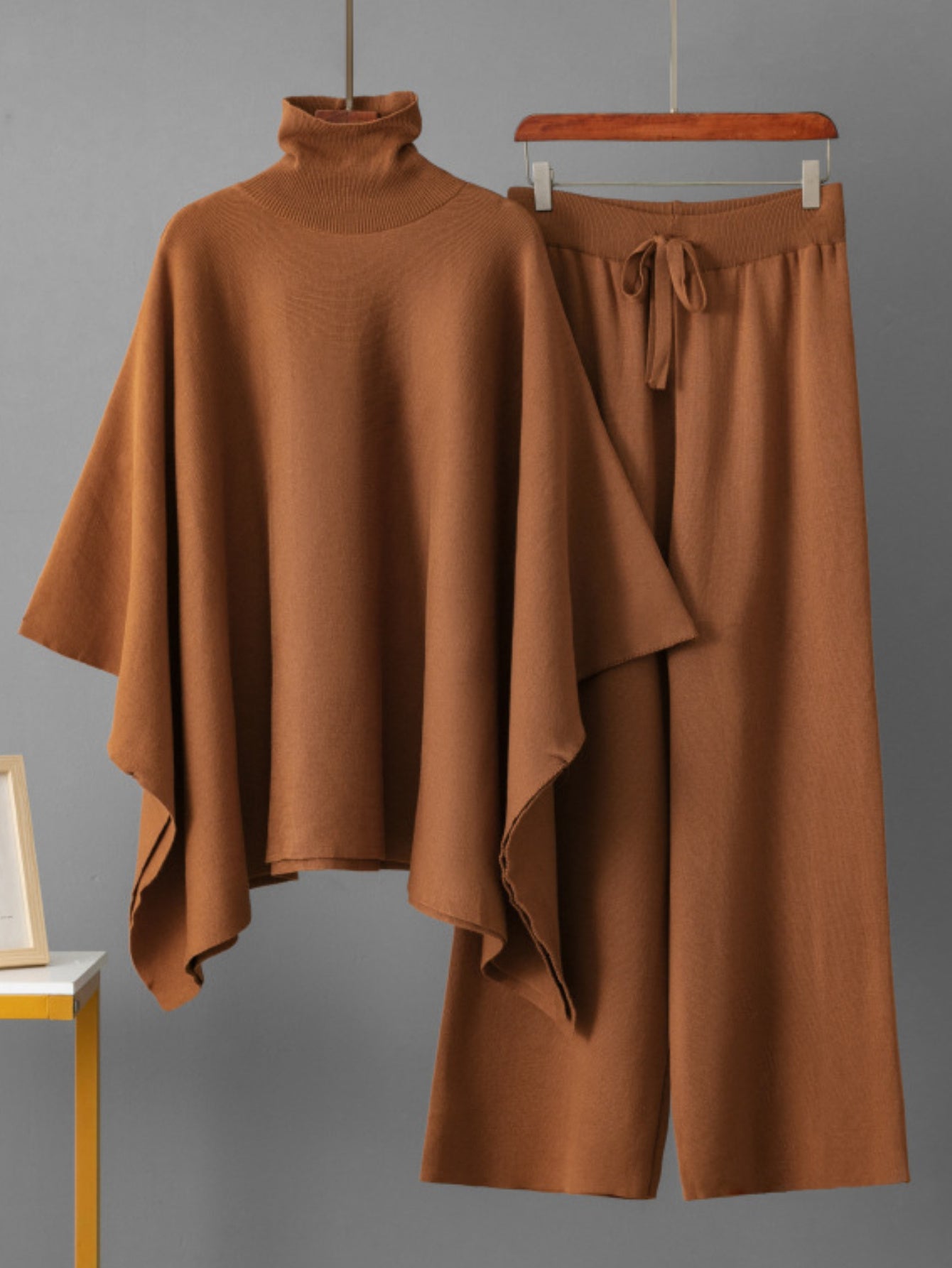 Autumn and winter Women's shawl coat with wide-leg pants two-piece high-end light luxury fashion socialite suit for women, Autumn Outfit, Formal Occasion Wear, Elegant Suit, Sophisticated Look, Comfortable Fit, Durable Constr