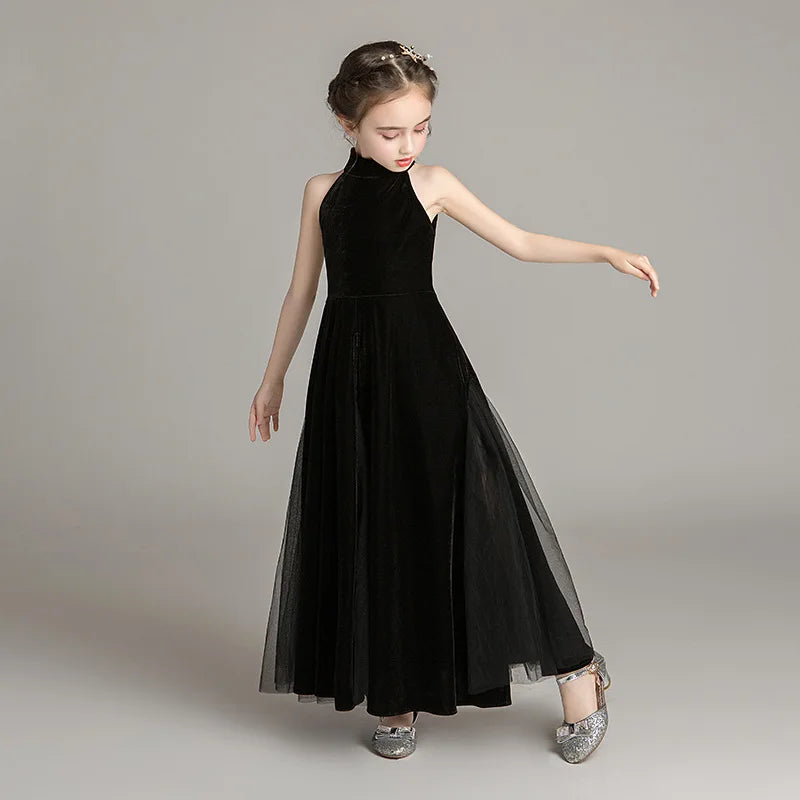 Evening Dresses for Girls 2021 Kids Elegant Princess Sleeveless Party Black Dress Wedding Fashion Show Children's Clothing 14 Y