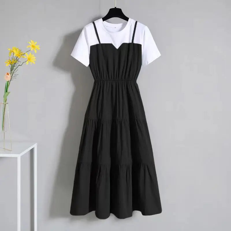 Fashion 10 12 14 16 Years Teenage Girls Dress Back To School Casual Style Large Sizes Suspenders One-piece Girl's Summer Dresses