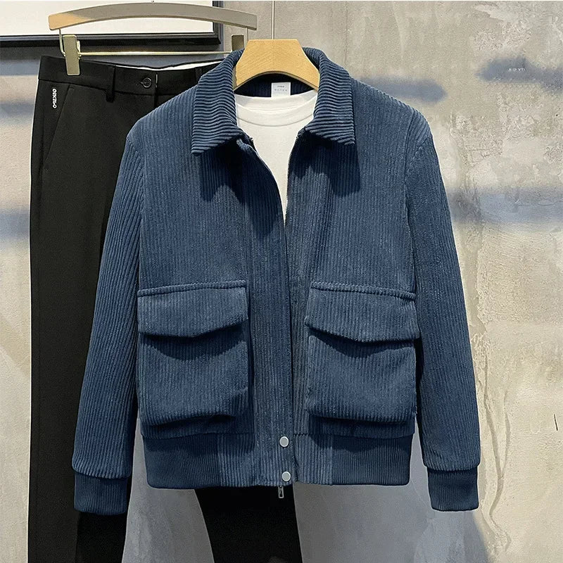 Fashion Brands Mens Clothing Tops Corduroy Jackets Korean Version Trendy Spring and Autumn Jackets for Men