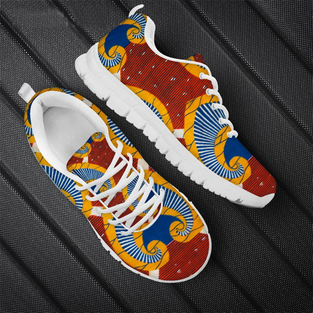 Fashion African Tribal Pattern Lady Flat Jogging Running Shoes Lightweight Walk Footwear Women Casual Shoes Mesh Ladies Sneakers