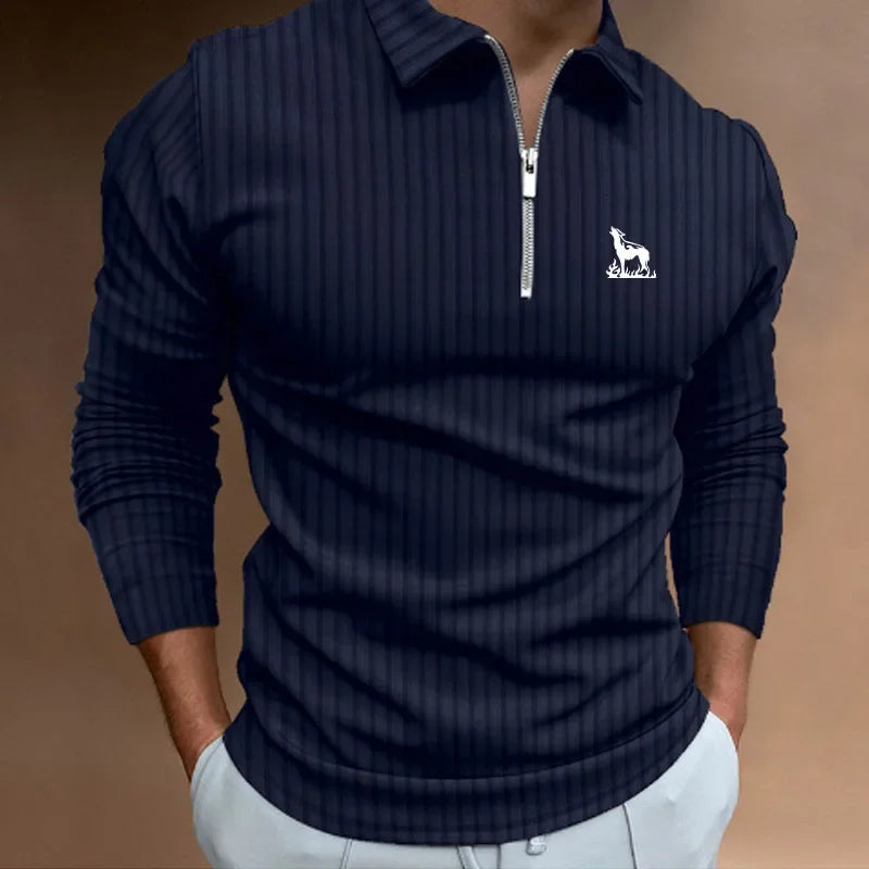 Men Fashion Long Sleeve Zipper Polo Shirt Men Casual Lapel Polo Shirt Fashion Polo Shirt Casual Men Polo Shirt Men Tops Polo