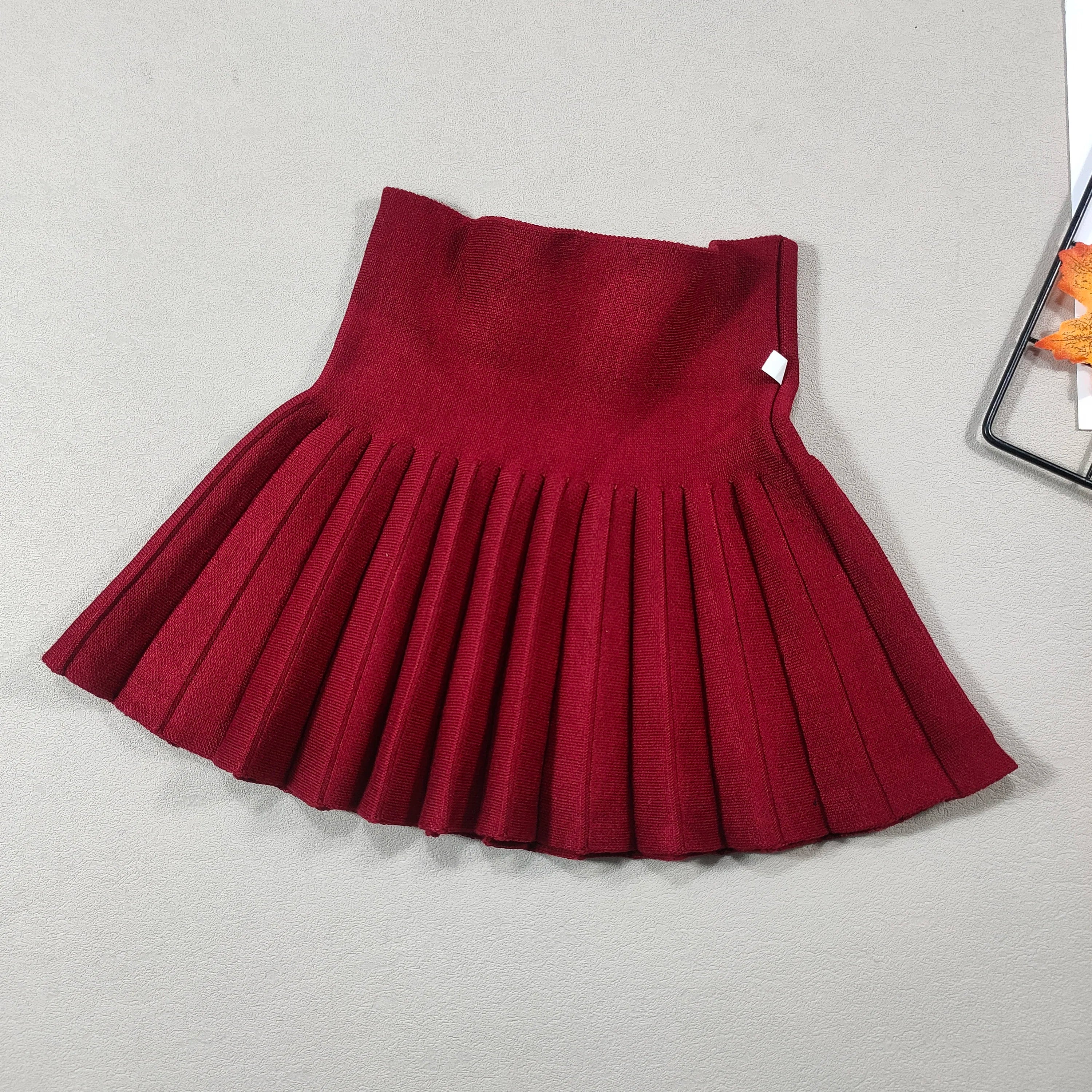 Kids Skirt  Girls' Pleated Skirt Solid Sweet Pink Beach Skirt Black Cute Mini Skirt Slim Fit Baby Princess Skirt 2-12 Years