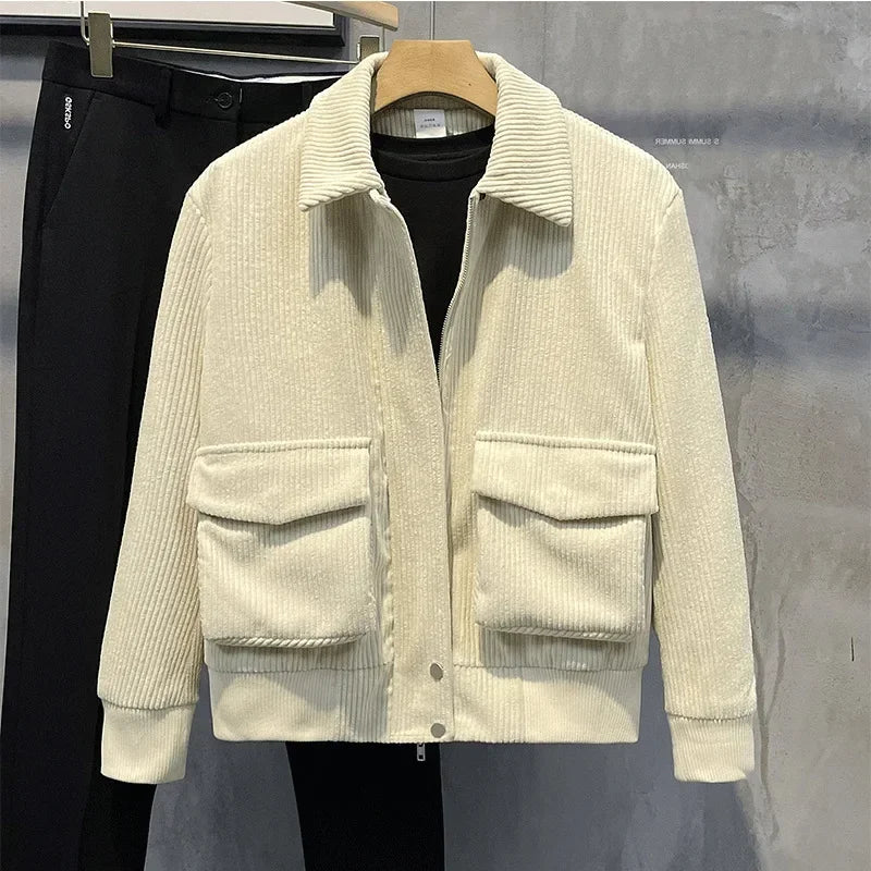 Fashion Brands Mens Clothing Tops Corduroy Jackets Korean Version Trendy Spring and Autumn Jackets for Men
