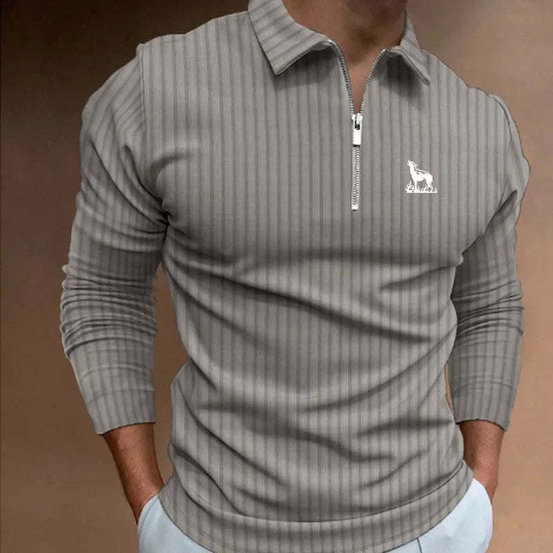 Men Fashion Long Sleeve Zipper Polo Shirt Men Casual Lapel Polo Shirt Fashion Polo Shirt Casual Men Polo Shirt Men Tops Polo