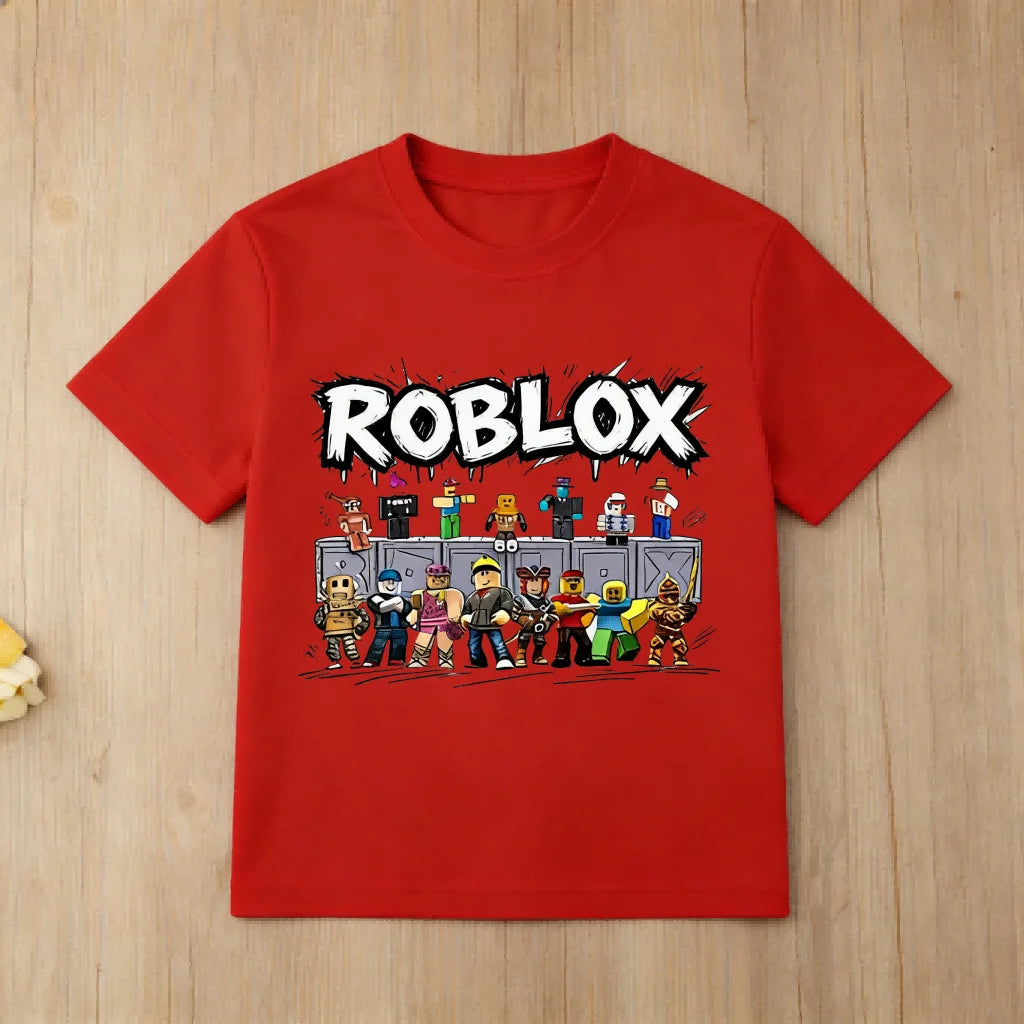 New Roblox Character Kids T-Shirt Boys Girls Short Sleeve Cotton Top Casual Game Fans Tee for Summer Daily Outfit Birthday Gift