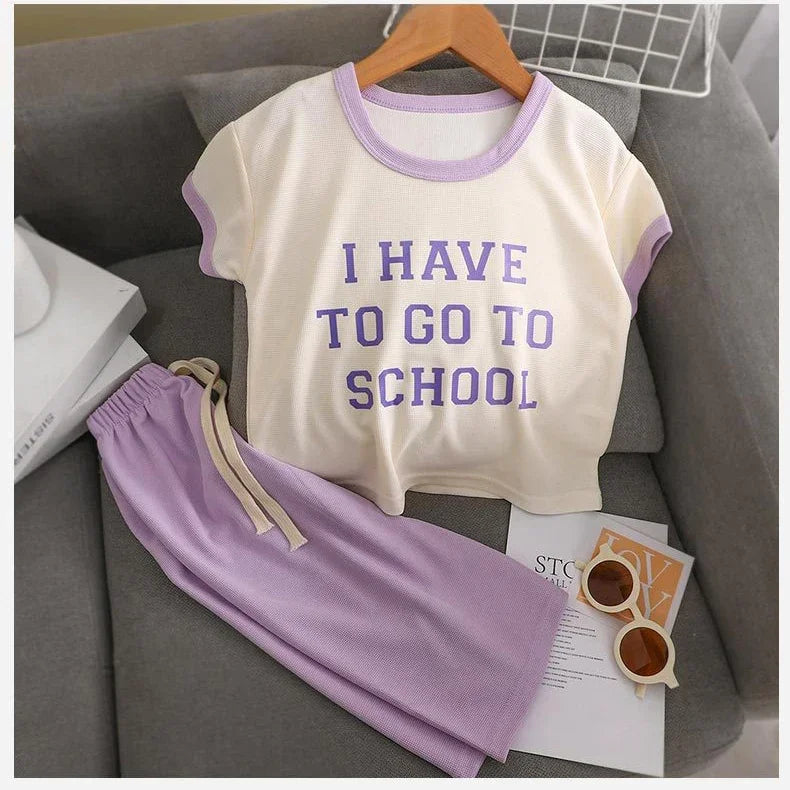 Summer Children's Clothing Sets 2025 Sports School Outfits for Baby Girl Boy 2-Piece Suit T-shirts + Pants Kids 1-8 Years Old