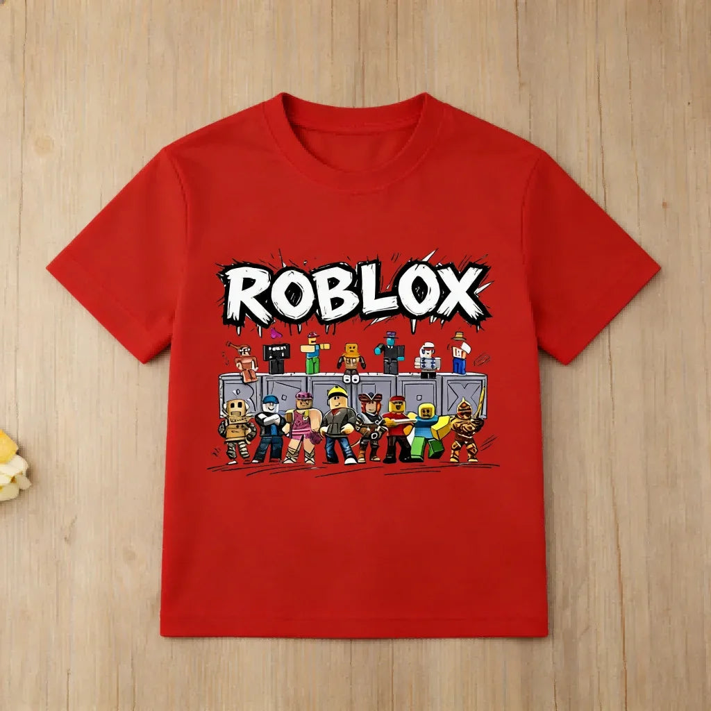 New Roblox Character Kids T-Shirt Boys Girls Short Sleeve Cotton Top Casual Game Fans Tee for Summer Daily Outfit Birthday Gift