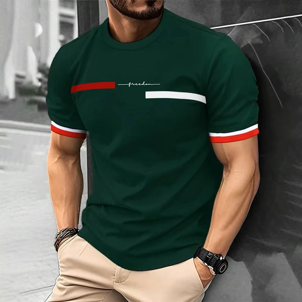 Summer Men's T-shirt Top Casual Loose Fit Oversized T-shirt PARI Letter Pattern Printed Round Neck Short Sleeved Homme Vêtement