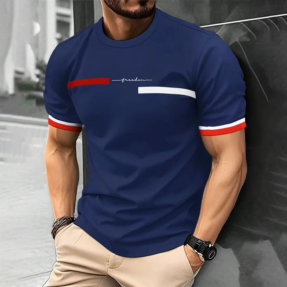 Summer Men's T-shirt Top Casual Loose Fit Oversized T-shirt PARI Letter Pattern Printed Round Neck Short Sleeved Homme Vêtement