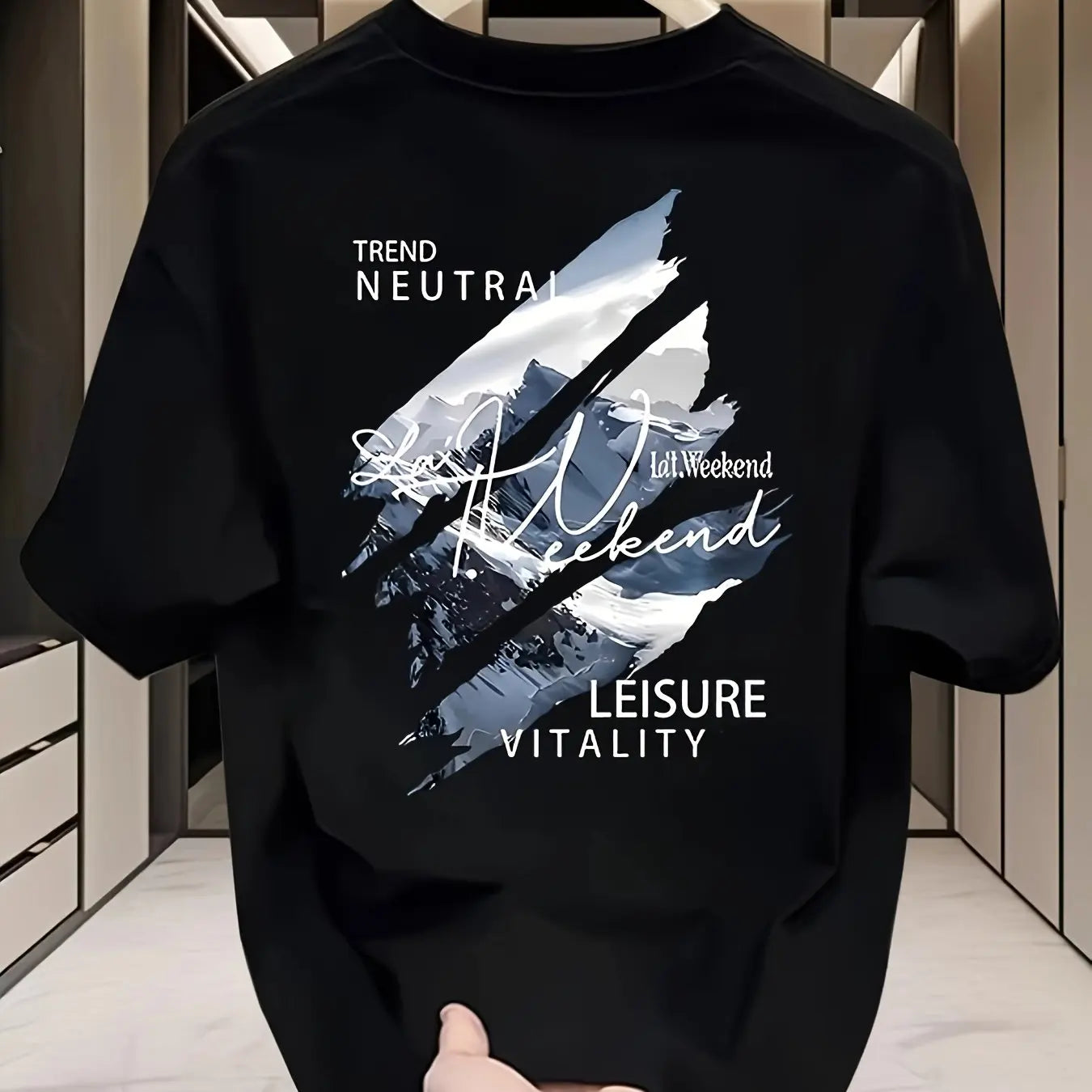 Summer Casual Street Breathable Men's Short-sleeved T-shirt for Outdoor Outings Trendy Printed Men's Clothing