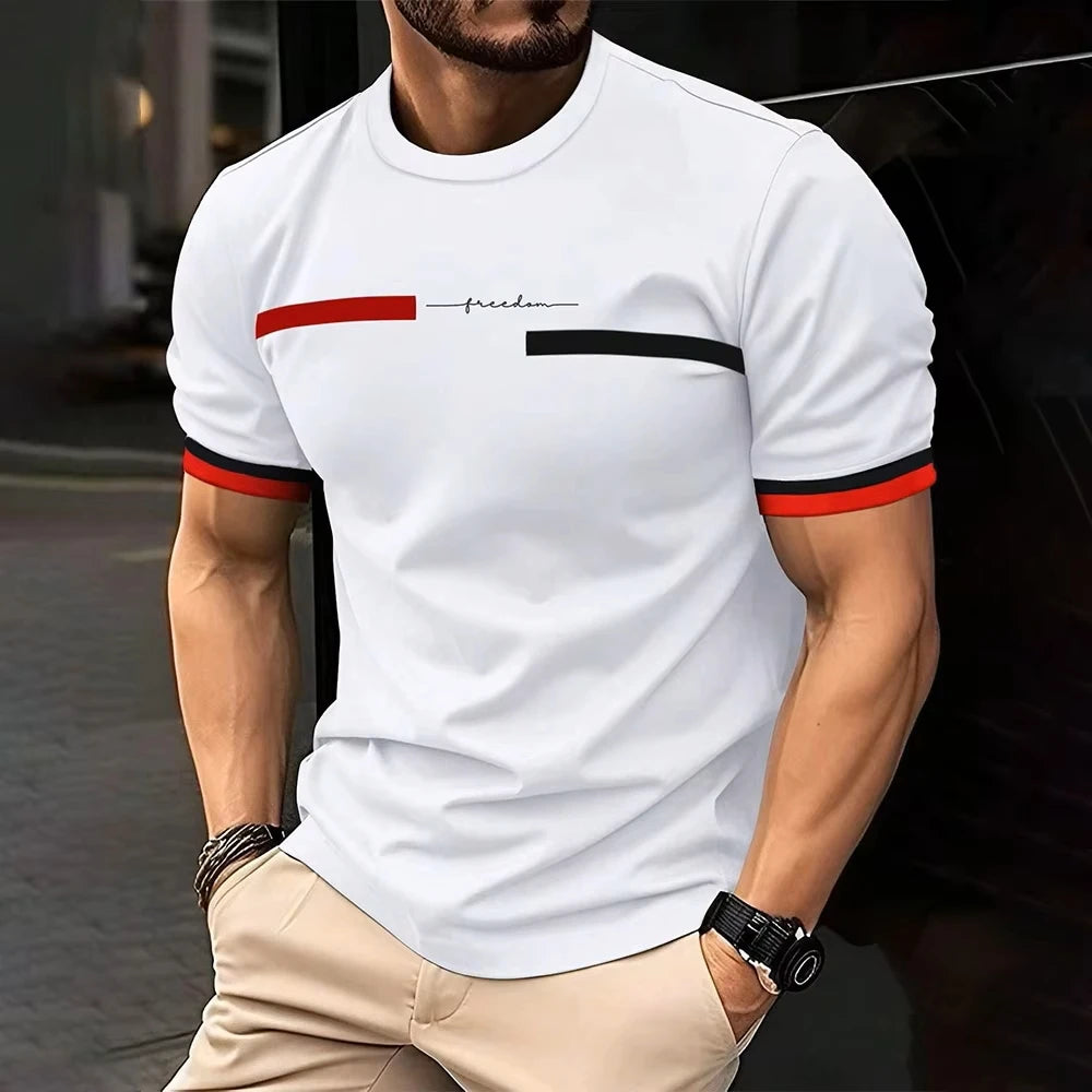 Summer Men's T-shirt Top Casual Loose Fit Oversized T-shirt PARI Letter Pattern Printed Round Neck Short Sleeved Homme Vêtement