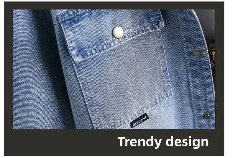 Summer 2025 Men Clothing Denim Short Sleeve Shirt Men's Retro Thin Light Blue Casual Top Student Half Sleeve Shirt with Pocket