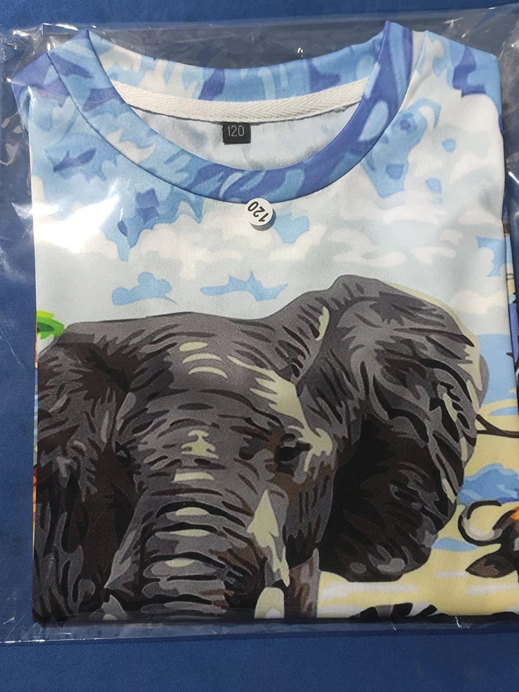 2024 Child Boys Girls Dinosaur T-shirts Summer Short Sleeve Boy Clothes Causal T Shirt Tops Tee Children's clothing 3-14 year