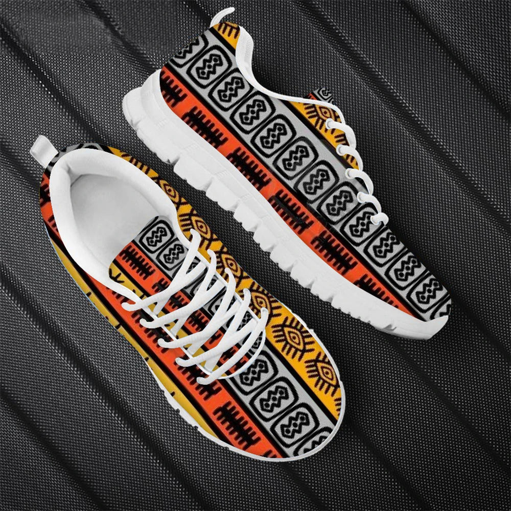 Fashion African Tribal Pattern Lady Flat Jogging Running Shoes Lightweight Walk Footwear Women Casual Shoes Mesh Ladies Sneakers