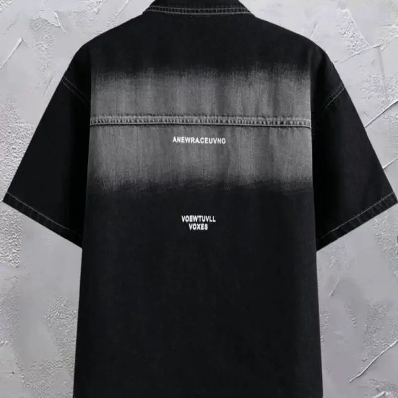 Summer 2025 Men Clothing Denim Short Sleeve Shirt Men's Retro Thin Light Blue Casual Top Student Half Sleeve Shirt with Pocket