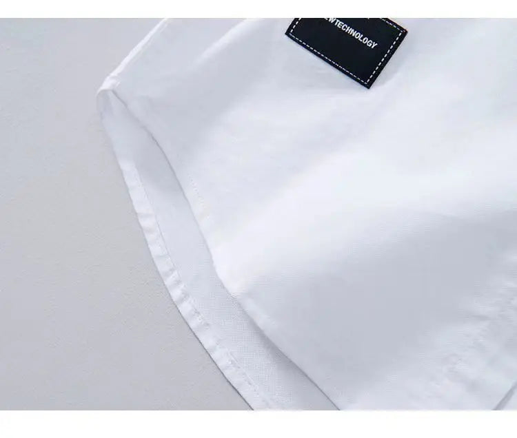 Men Clothing Summer Vintage Simple Appliques Lapel Button Down Shirt Trendy Casual Short Sleeve Slim Comfortable All Match Tops