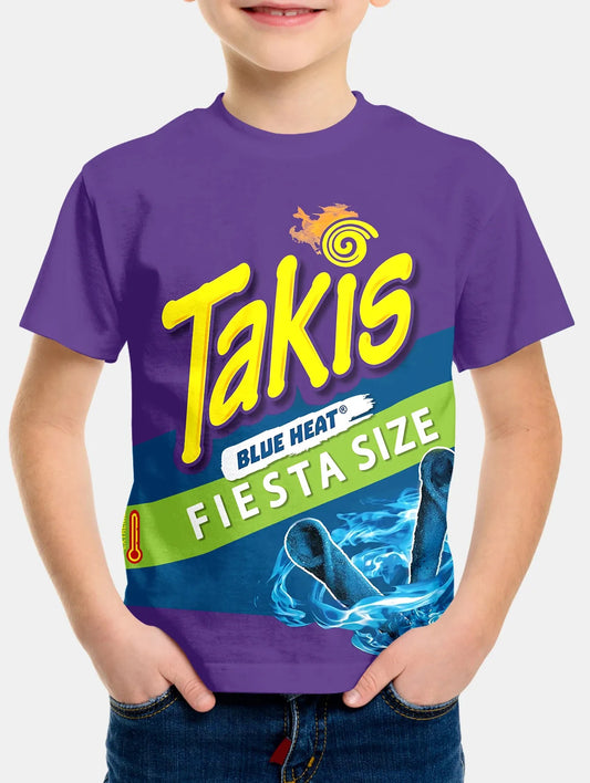 Creative Funny Chips 3d Printed Takis Customized Children Fashion T-Shirt Round Neck Short sleeve Boys Girls Kids Casual Tops