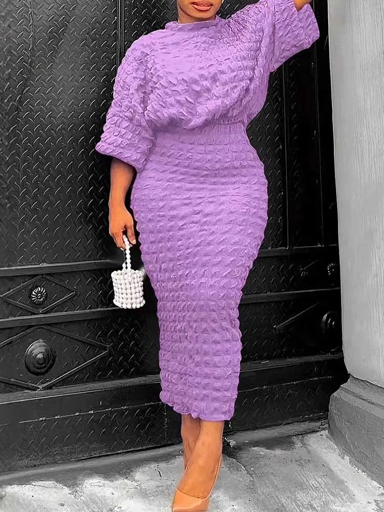 2 Piece Outfits for Woman Plus Size Autumn Ladies Clothes Long Sleeve Round Neck Top and Pleated Skirt Setwholesale Dropshipping