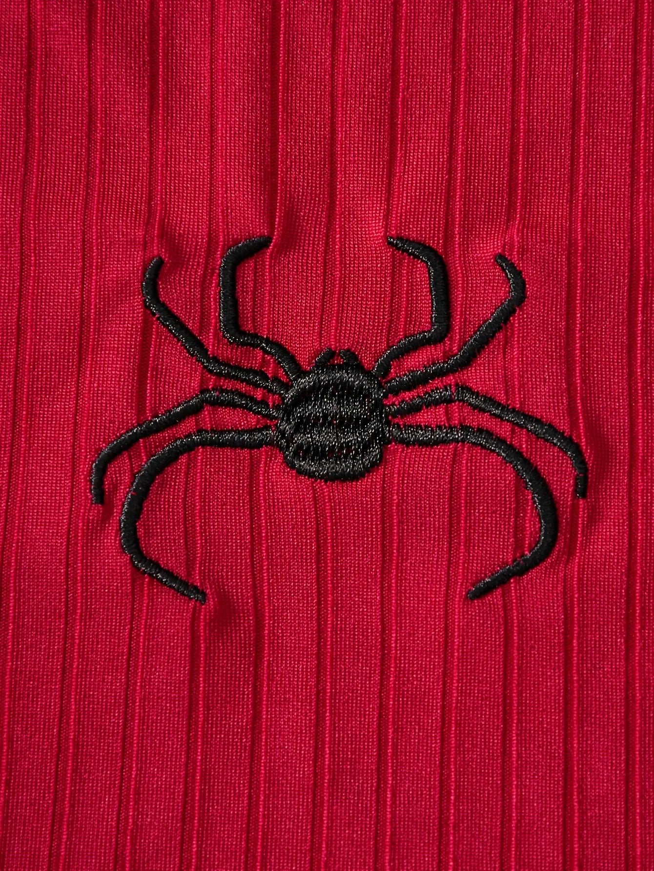 2-Pack Girls Spider Embroidered Ribbed Crop Cami Tops Casual Y2K Streetwear