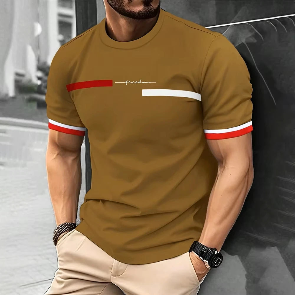Summer Men's T-shirt Top Casual Loose Fit Oversized T-shirt PARI Letter Pattern Printed Round Neck Short Sleeved Homme Vêtement