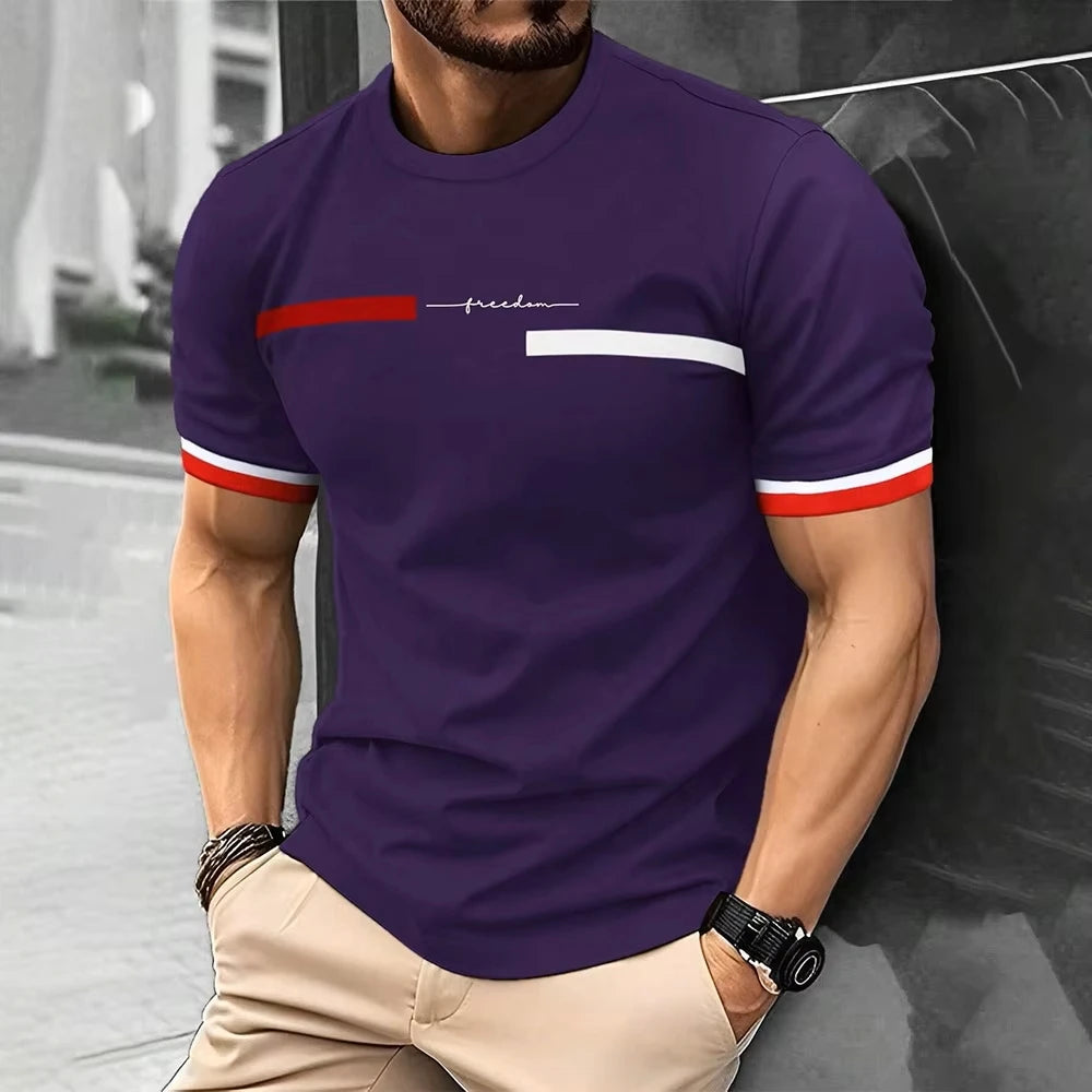 Summer Men's T-shirt Top Casual Loose Fit Oversized T-shirt PARI Letter Pattern Printed Round Neck Short Sleeved Homme Vêtement