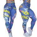 Women Semales Slim Legging Imitation Denim Printed High Waist Yoga Pants with Sexy Alphabet Lifting Hip Underpants