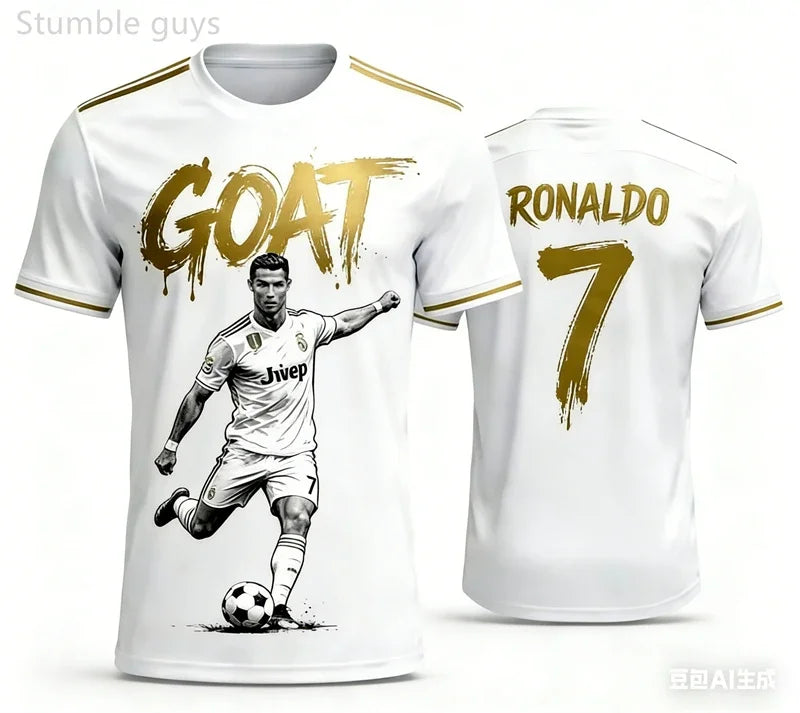 Outdoor Ball Game Men's Ronaldo T-shirt Quick Dry Breathable Summer Sport Jersey Kids Boys Clothes