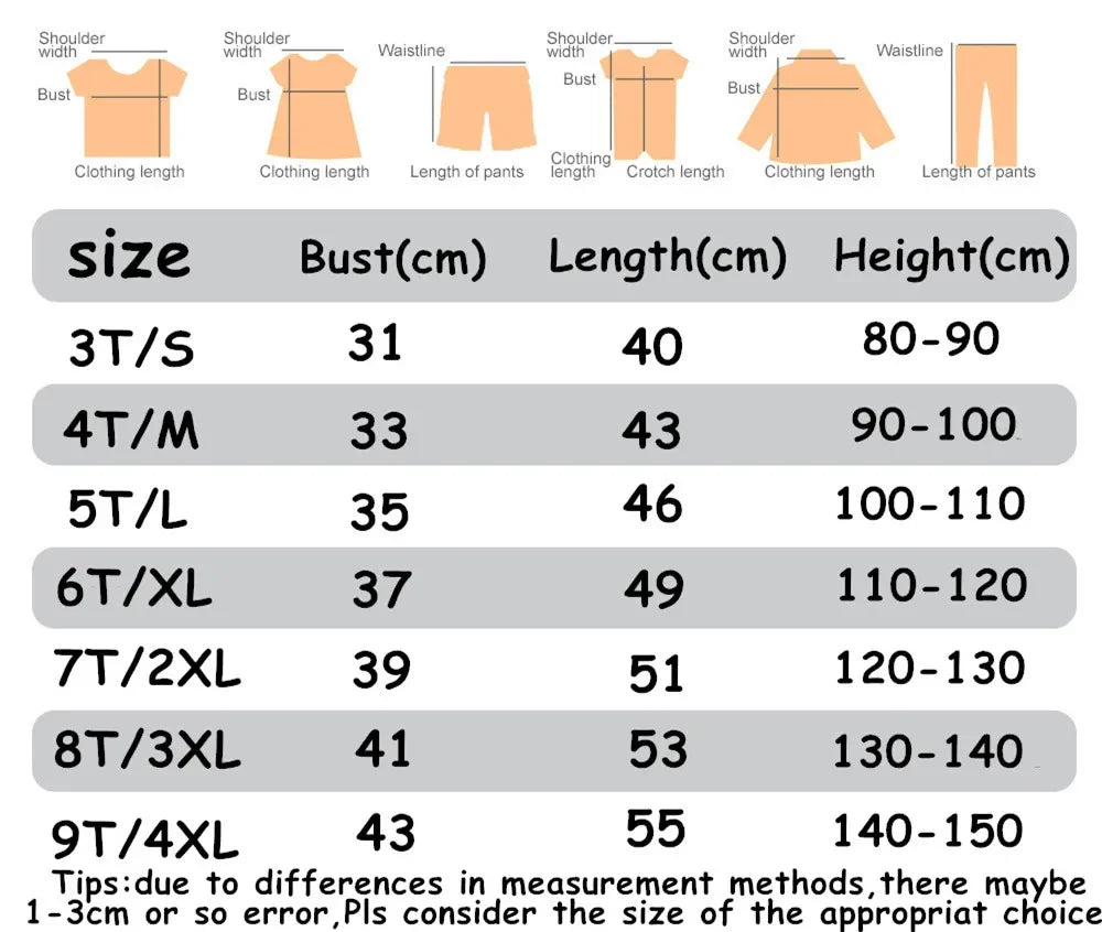 Tween Girl Casual Fun Print Crew Neck Short Sleeve T-Shirt Summer Top Short Sleeved Round Neck Casual Top Children's Clothing