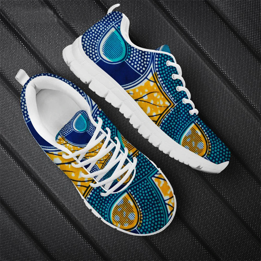 Fashion African Tribal Pattern Lady Flat Jogging Running Shoes Lightweight Walk Footwear Women Casual Shoes Mesh Ladies Sneakers
