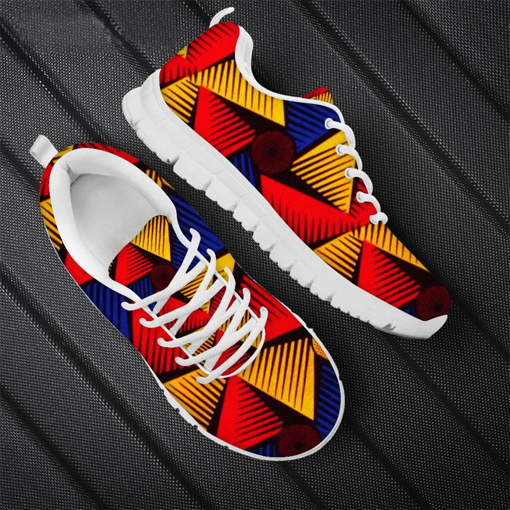 Fashion African Tribal Pattern Lady Flat Jogging Running Shoes Lightweight Walk Footwear Women Casual Shoes Mesh Ladies Sneakers