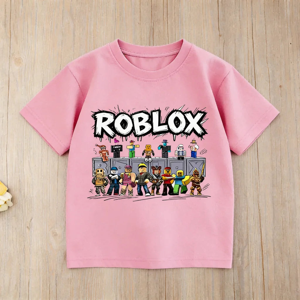 New Roblox Character Kids T-Shirt Boys Girls Short Sleeve Cotton Top Casual Game Fans Tee for Summer Daily Outfit Birthday Gift