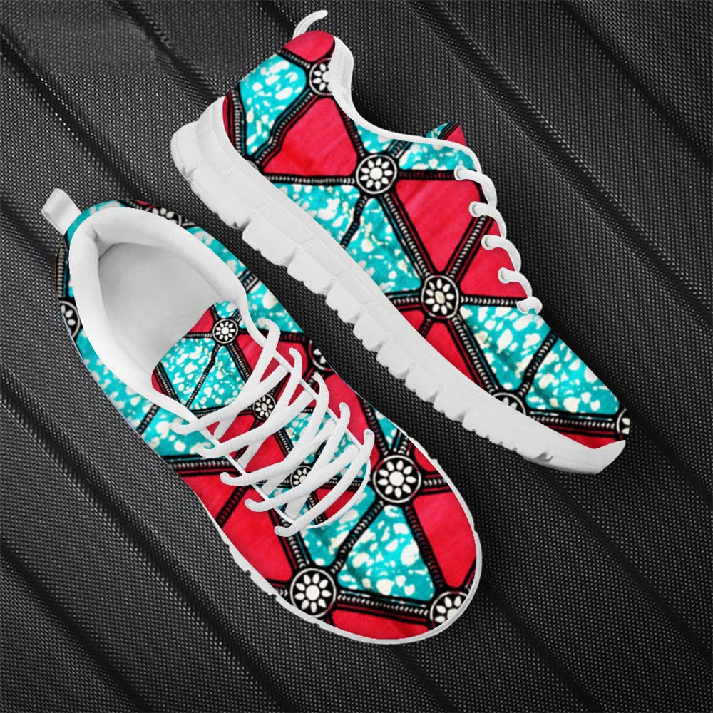 Fashion African Tribal Pattern Lady Flat Jogging Running Shoes Lightweight Walk Footwear Women Casual Shoes Mesh Ladies Sneakers