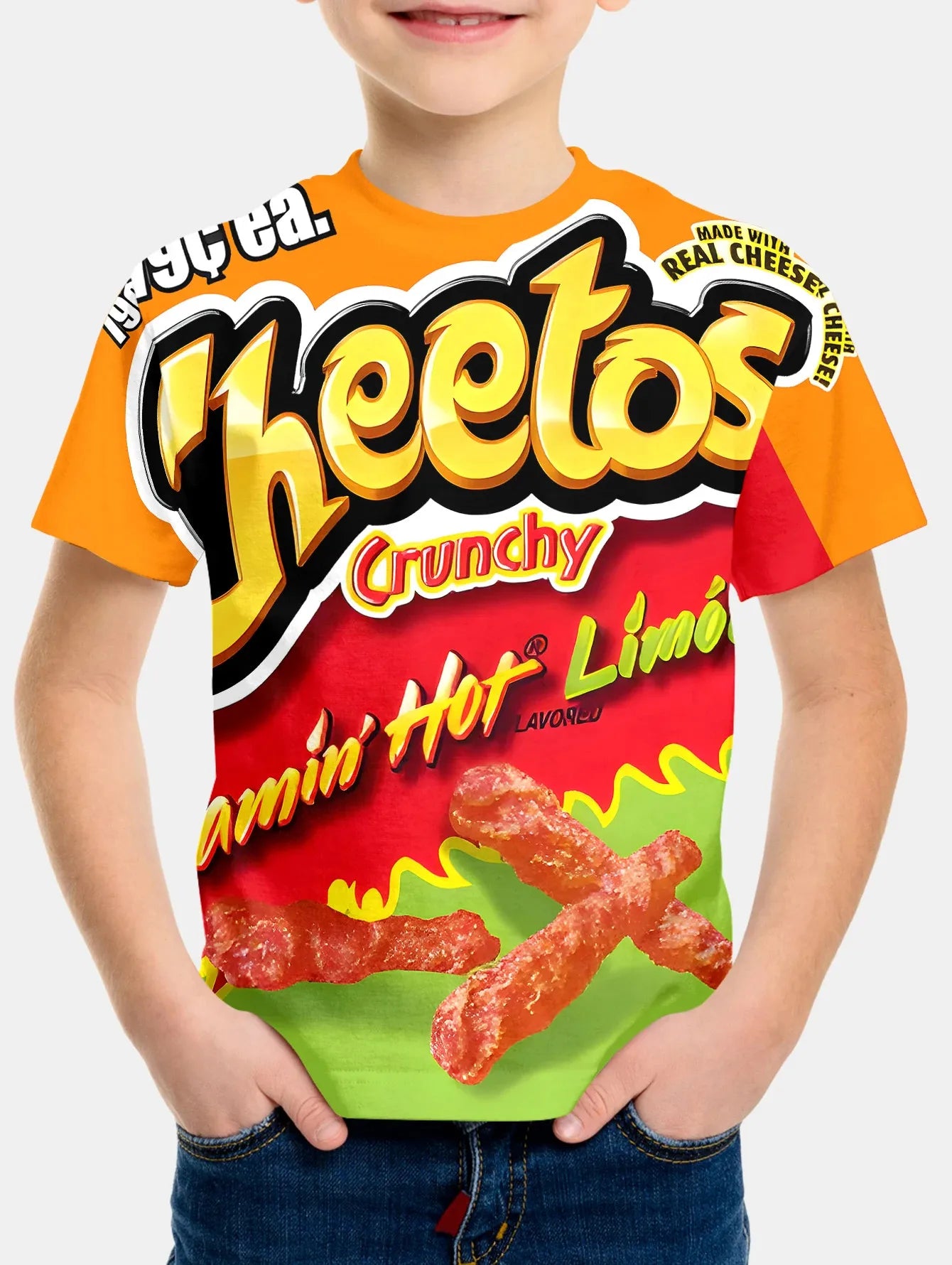 Creative Funny Chips 3d Printed Takis Customized Children Fashion T-Shirt Round Neck Short sleeve Boys Girls Kids Casual Tops